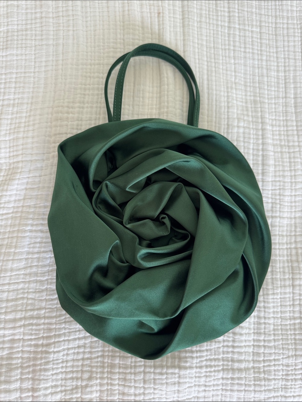 Amazon Dark Green Satin Rose Mini Tote